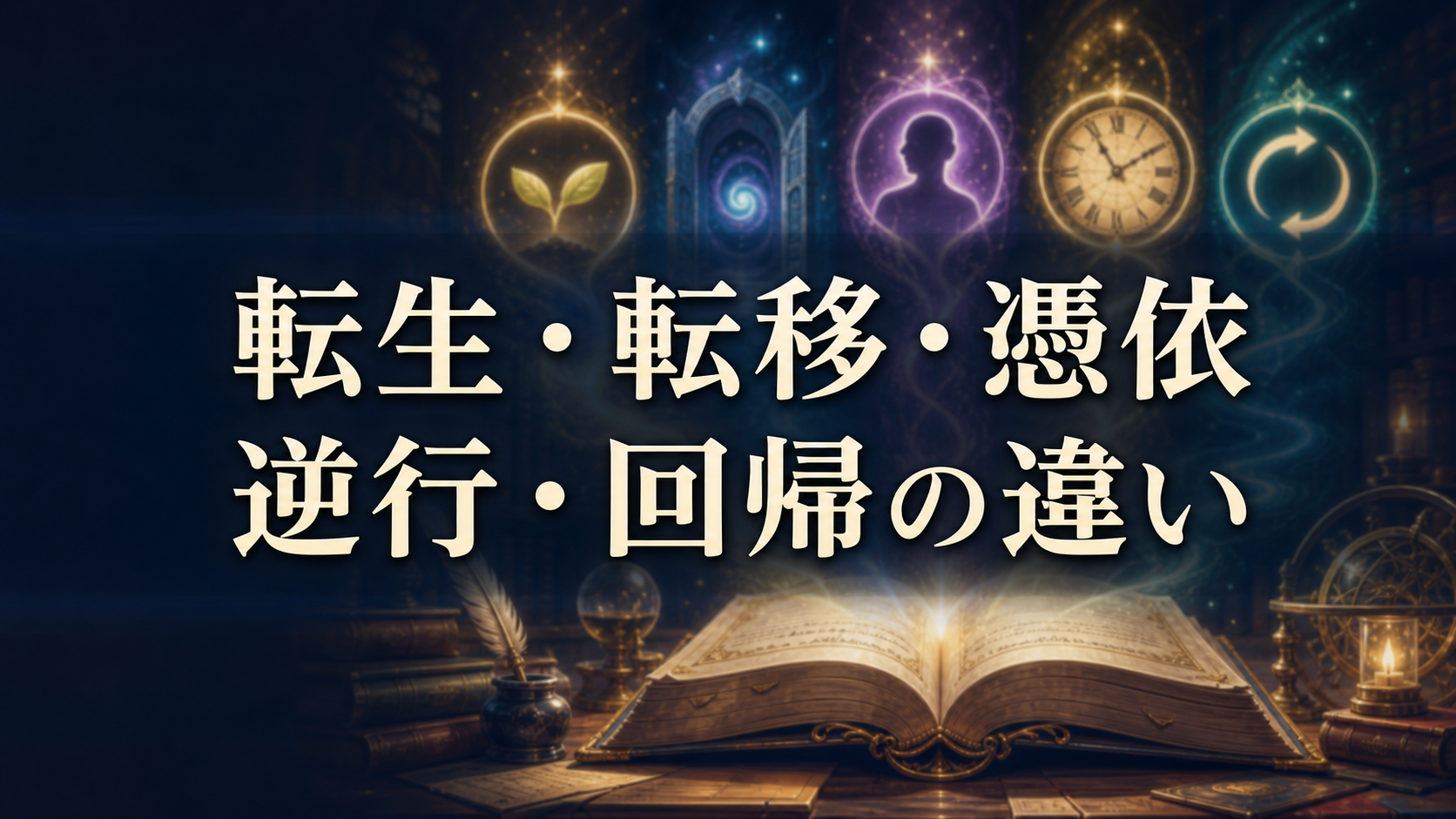 転生・転移・憑依・逆行・回帰の違いを解説するサムネイル画像